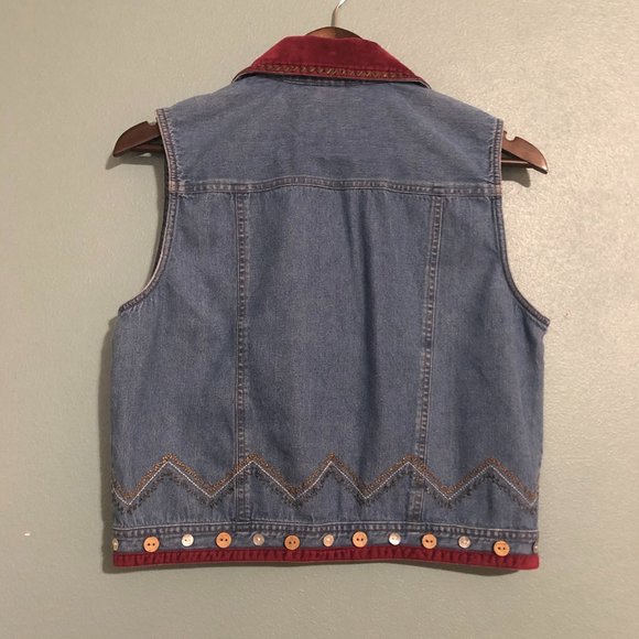 Signature by Jerell Vintage Embroidered Denim Vest - Picture 2 of 3